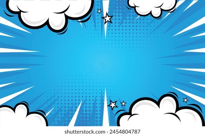 Plantilla de Vector de diseño de fondo de dibujos animados Blue Comic