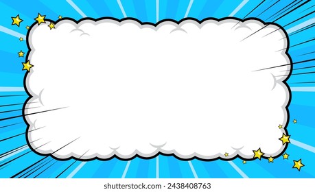 Blue comic cartoon background with frame cloud	