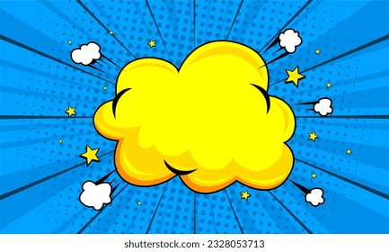 Blue comic cartoon with cloud illustration