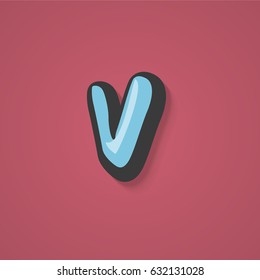 Blue comic character from a typeset, vector illustration