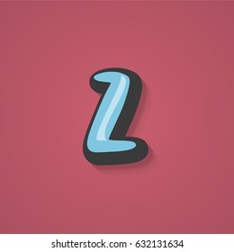 Blue comic character from a typeset, vector illustration