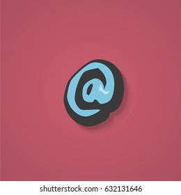 Blue comic character from a typeset, vector illustration