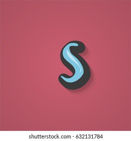 Blue comic character from a typeset, vector illustration