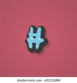 Blue comic character from a typeset, vector illustration