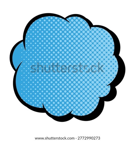 Blue Comic Cloud Bubble Halftone Dots isolated on transparent background.