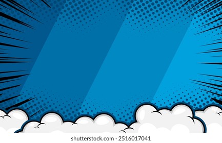blue comic gradation background with cloud