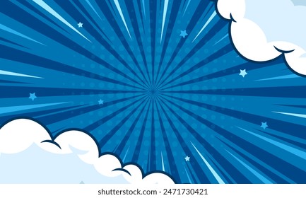 Blue comic halftone design background.retro texture banner design