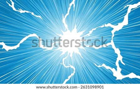 blue Comic lightning strikes with a vintage comic book rays, electricity, power, energy, lightning bolt, storm