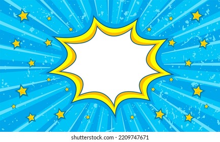 Blue comic pop art with star background