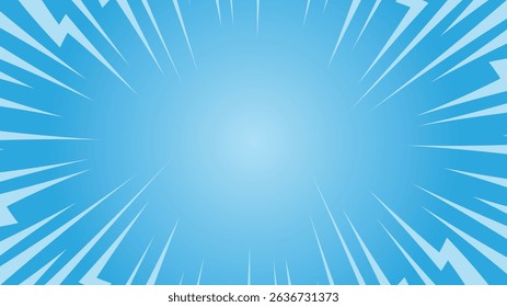 Blue Comic Speed Line Background – Pop Art Burst Frame Vector