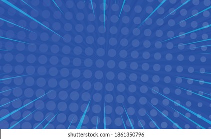 Blue comic zoom with lines and dots - Vector illustration