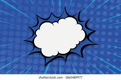 Blue comic zoom with lines and dots - Vector illustration