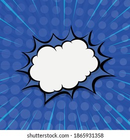 Blue comic zoom with lines and dots - Vector illustration
