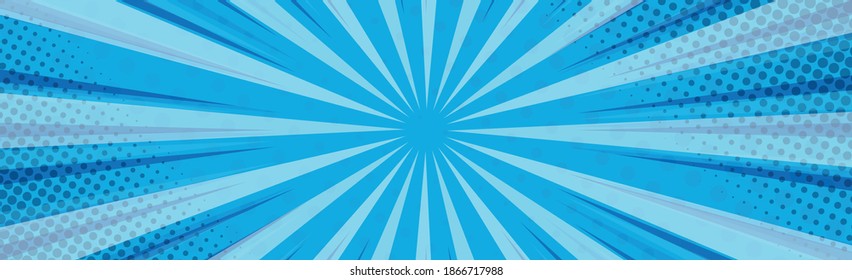 Zoom de cómic azul con líneas y puntos - Ilustración vectorial