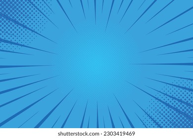 Los cómics azules rayan el fondo con medio tono. Ilustración de fondo del vector.
