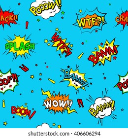 blue comics themed pattern, seamless texture background