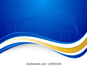 Blue communication background with golden border. Vector illustration
