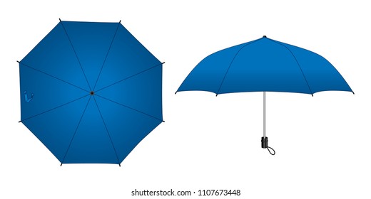 Blue compact small umbrella rain template on white background, vector file.