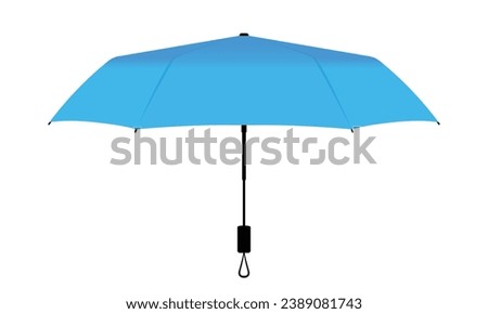 Blue compact small umbrella rain template on white background, vector file.