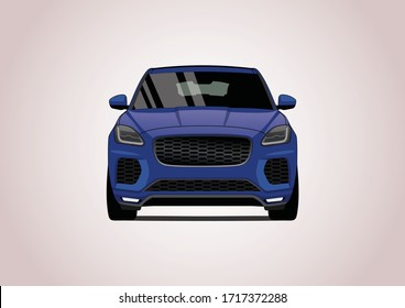 blue compacto SUV, vista frontal