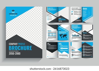 Blue company profile brochure designcorporate company profile brochure design, Corporate bi fold business brochure design template