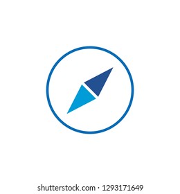 Blue Compass in circle icon. Vector Illustration isolated on white background.