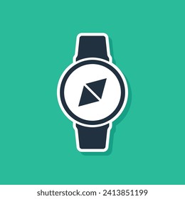 Blue Compass icon isolated on green background. Windrose navigation symbol. Wind rose sign.  Vector