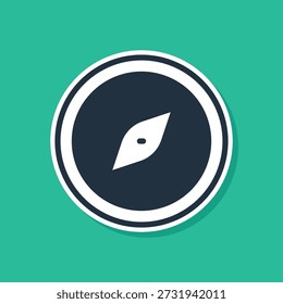 Blue Compass icon isolated on green background. Windrose navigation symbol. Wind rose sign.  Vector