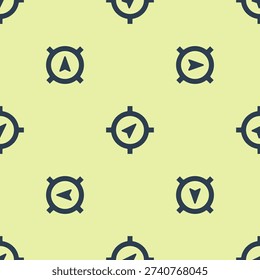 Blue Compass icon isolated seamless pattern on yellow background. Windrose navigation symbol. Wind rose sign.  Vector