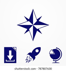 Blue compass icon vector illustration icon for website.
