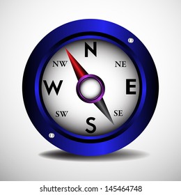 Blue compass isolated on a white background