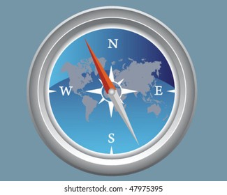 Blue compass isolated -vector