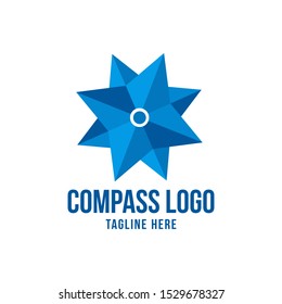Blue compass logo design template. Abstract modern logotype vector illustration