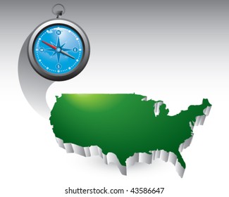 brújula azul sobre el icono verde de estados unidos