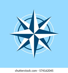 Blue Compass Rose Logo Template Illustration Design. Vector EPS 10.