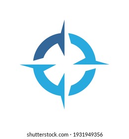 Blue Compass Simple Logo Symbol