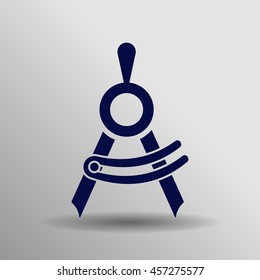 blue compasses Icon on the gray background
