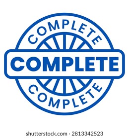 Blue Complete isolated stamp, sticker, label vector illustration