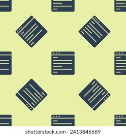 Blue Computer api interface icon isolated seamless pattern on yellow background. Application programming interface API technology. Software integration.  Vector