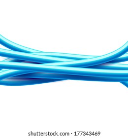 Blue computer cable isolated on white background. Vector illustration.