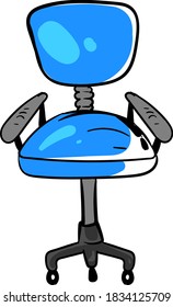 Blauer Computerstuhl, Illustration, Vektorgrafik auf weißem Hintergrund