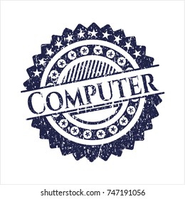 Blue Computer distressed rubber grunge seal