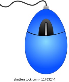 blue computer mouse with connecting cord - vector
