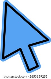 Ícone azul do cursor do mouse do computador sobre fundo branco - Ponteiro digital para design da interface do usuário