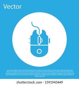 Blue Computer mouse gaming icon isolated on blue background. Optical with wheel symbol. White circle button. Vector Illustration