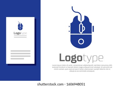 Blue Computer mouse gaming icon isolated on white background. Optical with wheel symbol. Logo design template element. Vector Illustration