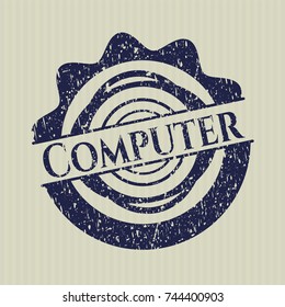 Blue Computer rubber seal with grunge texture