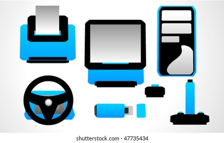 blue computer set