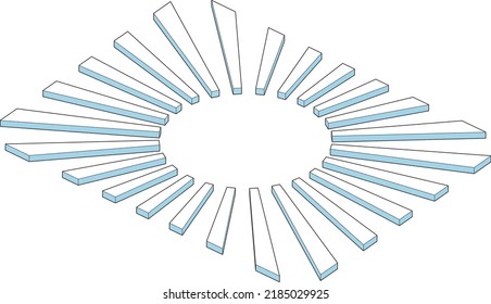 Blue concentrated line illustration popping out in three dimensions