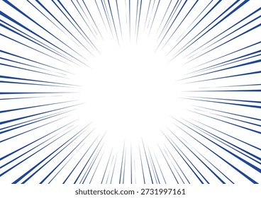 Líneas concentradas azules Material de fondo rápido estilo manga Vector radial
